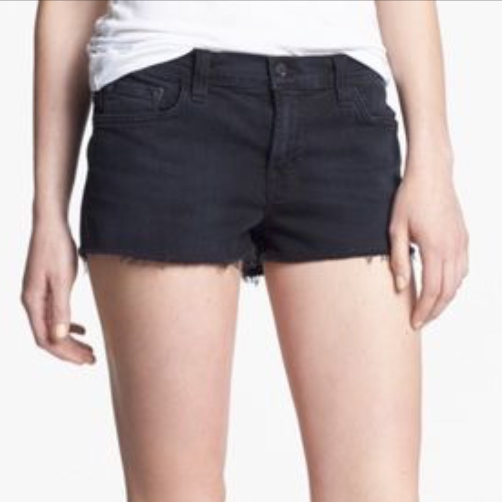J BRAND Black distressed Alley Cat Cutoff Shorts